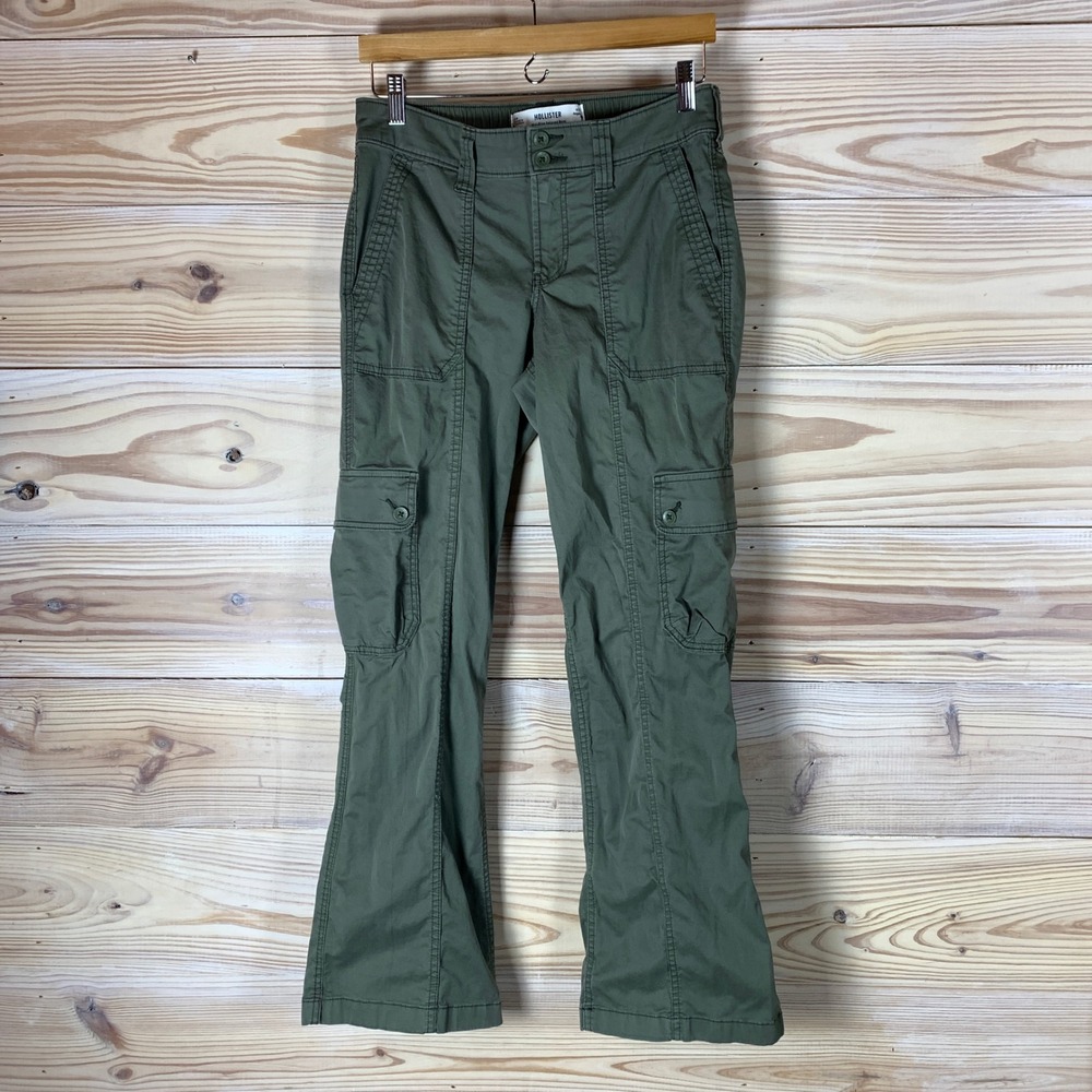 Hollister Cargo Pants Womens 6R Green Mid-Rise Relaxed Boot Utility